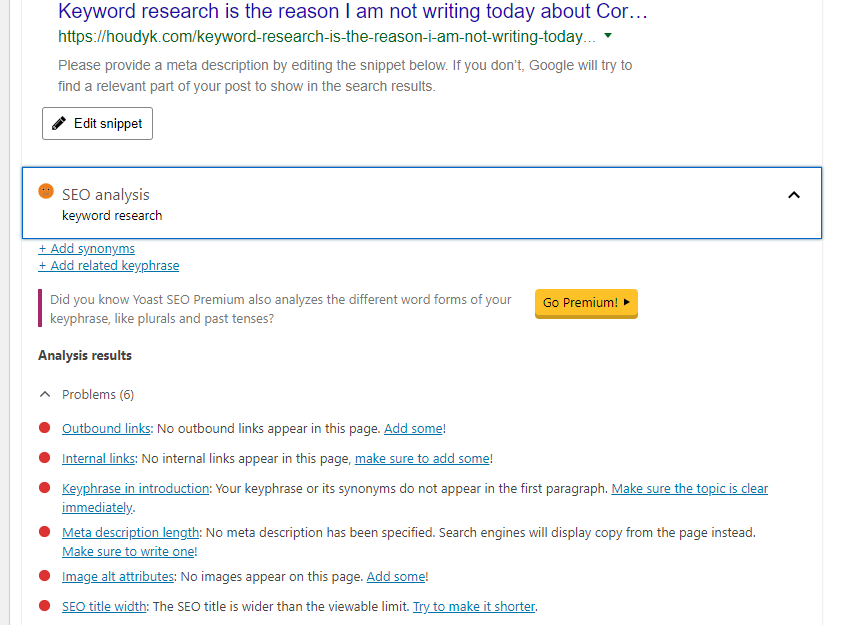 Yoast SEO plugin for WordPress