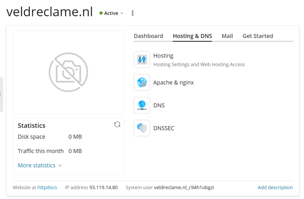 new domain in plesk web space