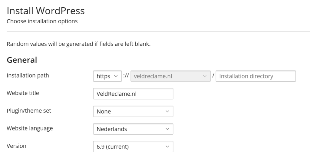 wordpress installation time